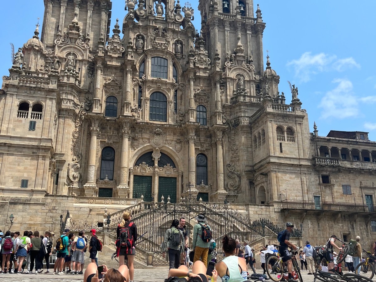 I am home. in Santiago de Compostela, on the&nbsp;Camino.