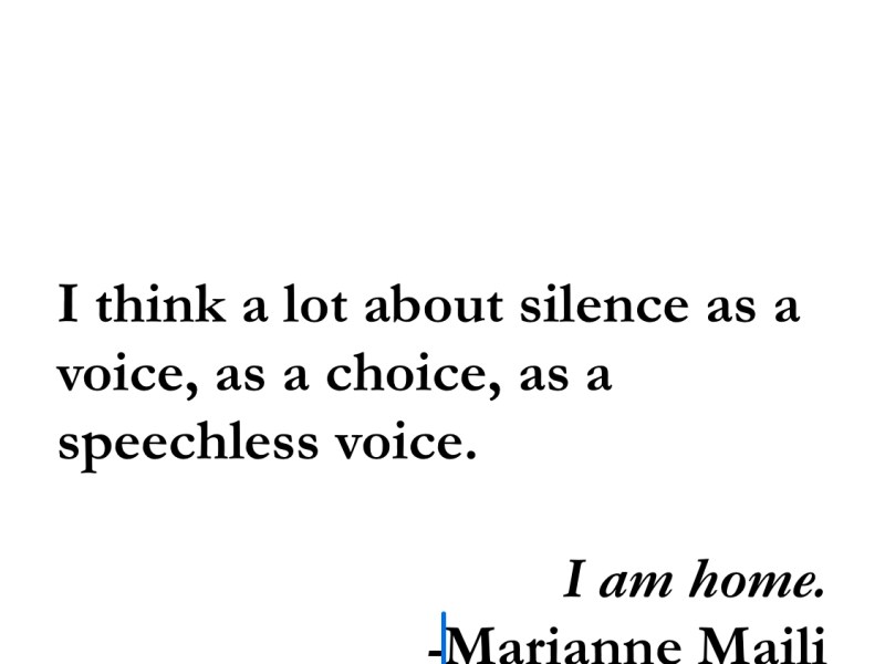 I am home. in&nbsp;silence.